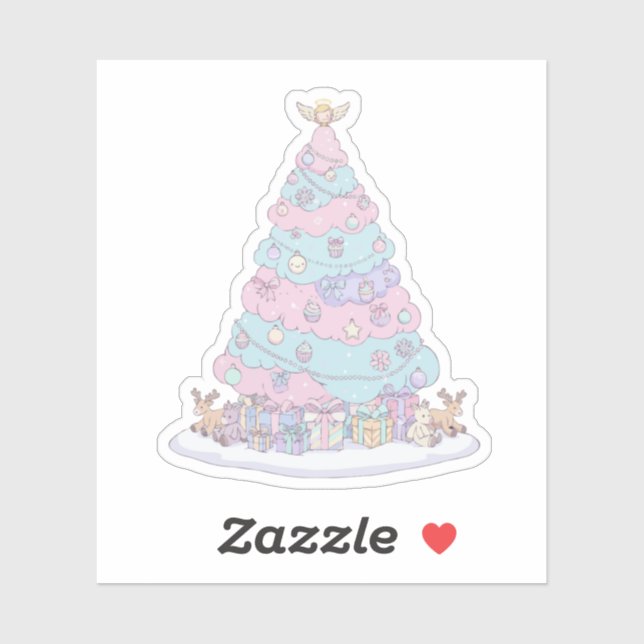 Kawaii Pastel Christmas Tree | Cute Pink & Blue  Sticker (Sheet)