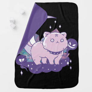 Kawaii Pastel Color Gothic Cute Goth Cat Baby Blan Blanket