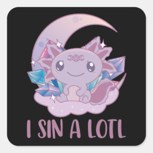 Kawaii Pastel Colors Gothic Cute Goth Axolotl Squa Square Sticker