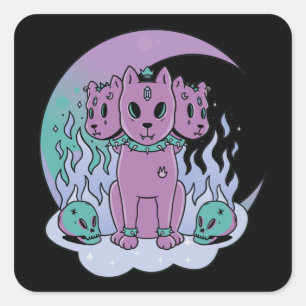 Kawaii Pastel Colors Gothic Cute Goth Dogs Square Sticker