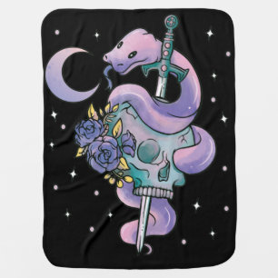 Kawaii Pastel Colors Gothic Cute Goth Snake Baby B Blanket