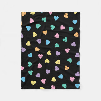 Kawaii Pastel Goth Candy Hearts Fleece Blanket