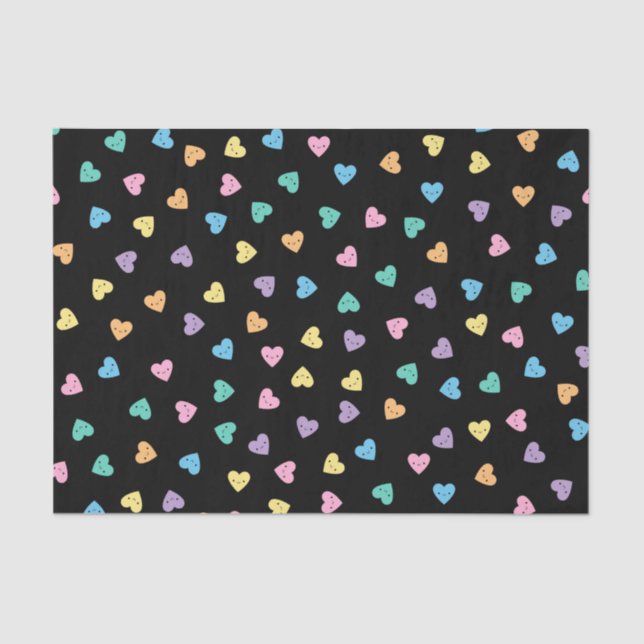Kawaii Pastel Goth Candy Hearts Tissue Paper (Front)