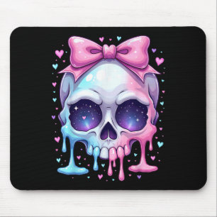 Kawaii Pastel Goth Creepy Bowtie Girl Skull Hallow Mouse Pad