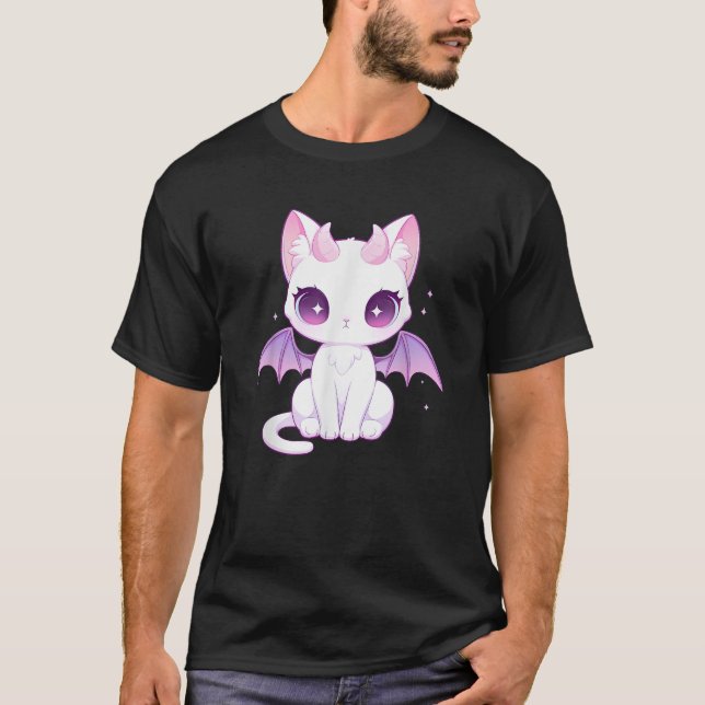Kawaii Pastel Goth Creepy Cute Witchy Demon Winged T-Shirt (Front)