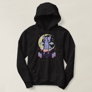 Kawaii Pastel Goth Cute Creepy Black Cat Hoodie