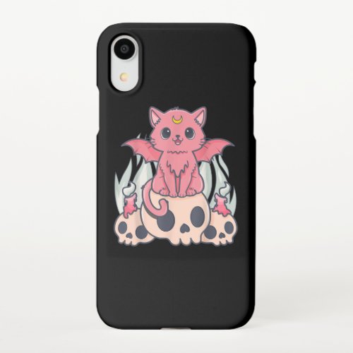 Kawaii Pastel Goth Cute Creepy Demon Cat and Skull iPhone XR Case