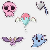 Creepy Cute Sticker Sheet, Pastel Goth Sticker Pack, Anime Gift for Her