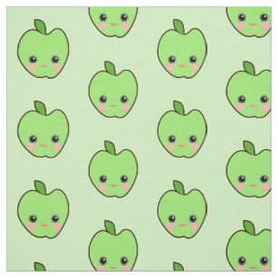 Kawaii Pastel Green Apple Polka Dots Fabric