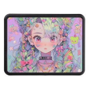 Kawaii Pastel Harajuku Anime Girl With Braids Hitch Cover