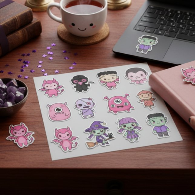 Kawaii Pastel Monster Squad Sticker Pack (Kawaii Halloween Stickers)