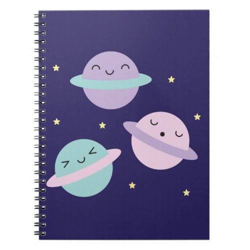 Kawaii Pastel Planets Notebook