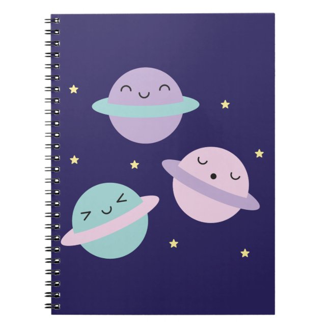 Kawaii Pastel Planets Notebook (Front)