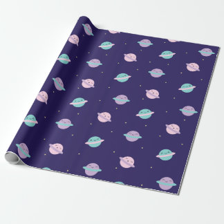 Kawaii Pastel Planets Wrapping Paper