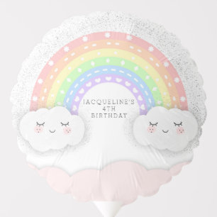 Kawaii Pastel Rainbow & Clouds Birthday Balloon