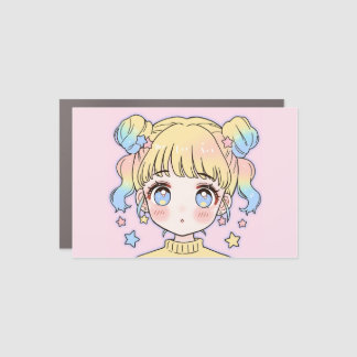 Kawaii Pastel Star Girl Portrait Car Magnet