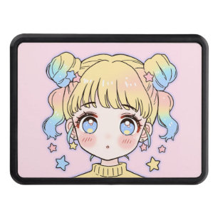 Kawaii Pastel Star Girl Portrait Hitch Cover