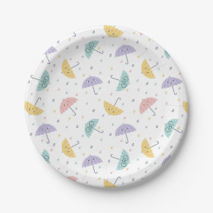 Kawaii Pastel Umbrella Pattern Paper Plates