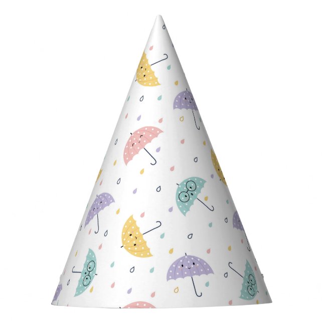 Kawaii Pastel Umbrella Pattern Party Hat (Front)