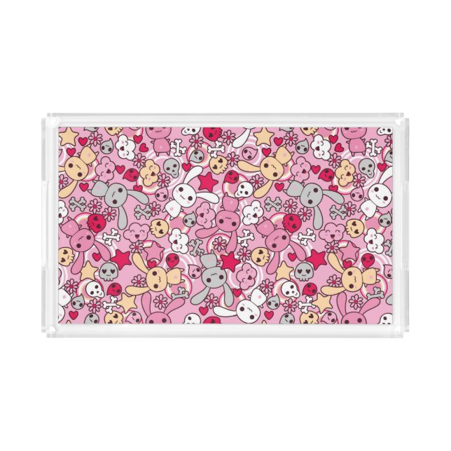 Kawaii pattern acrylic tray (Front)
