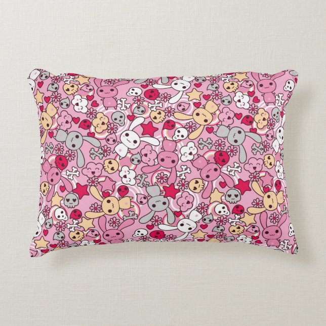 Kawaii pattern decorative pillow (Front)