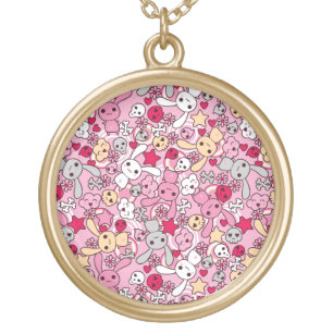 Kawaii pattern gold plated necklace