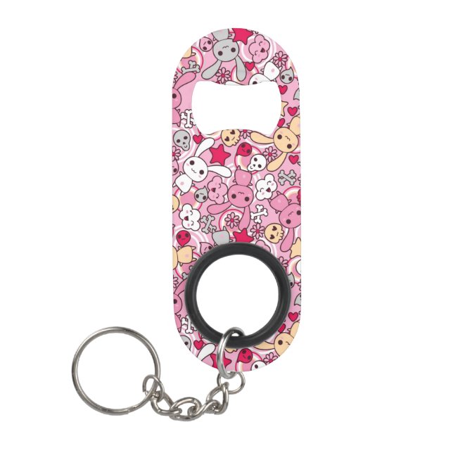 Kawaii pattern keychain bottle opener (Front)