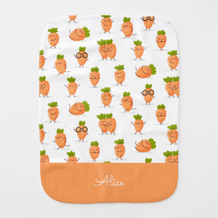Kawaii pattern of fun carrots baby burp cloth