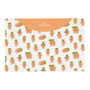 Kawaii pattern of fun carrots placemat
