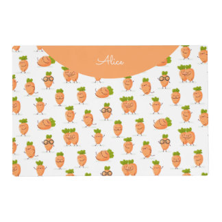 Kawaii pattern of fun carrots placemat