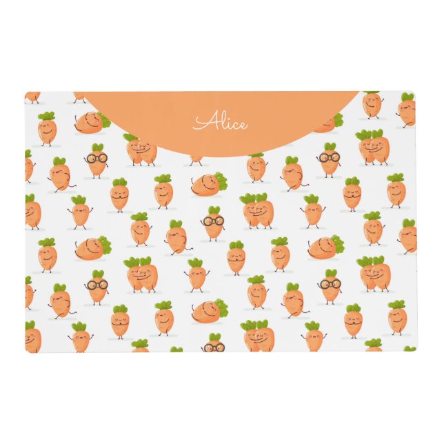 Kawaii pattern of fun carrots placemat (Front)