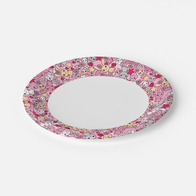 Kawaii pattern paper plates (Angled)