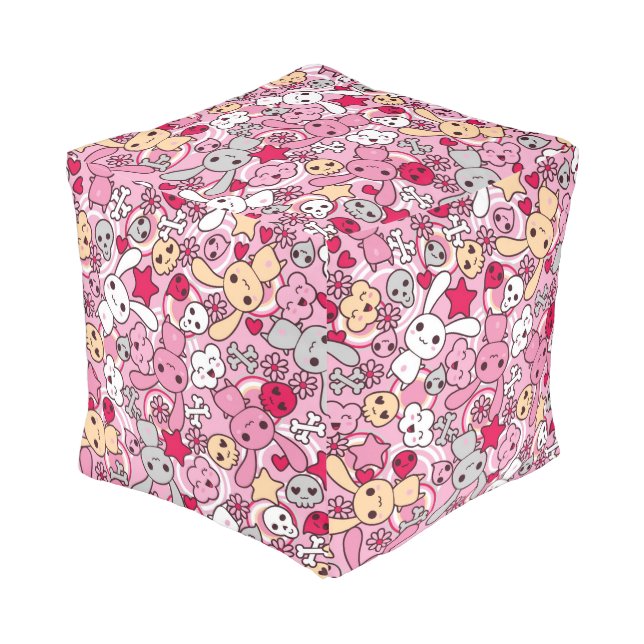 Kawaii pattern pouf (Angled Front)