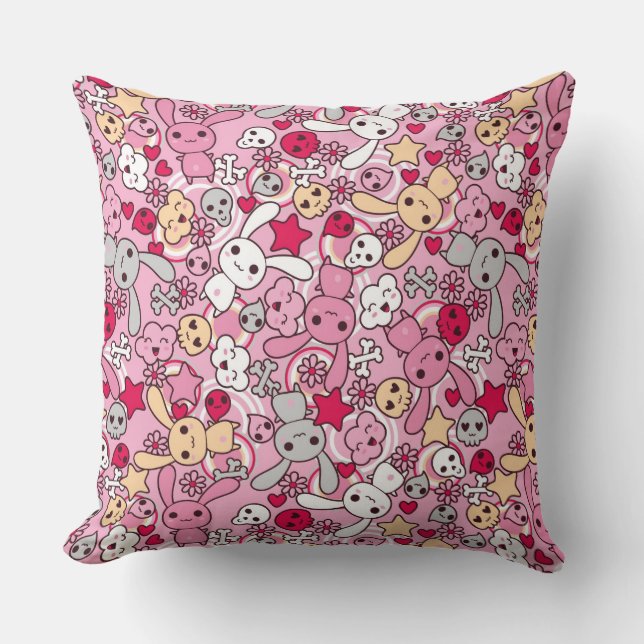 Kawaii pattern throw pillow (Front)