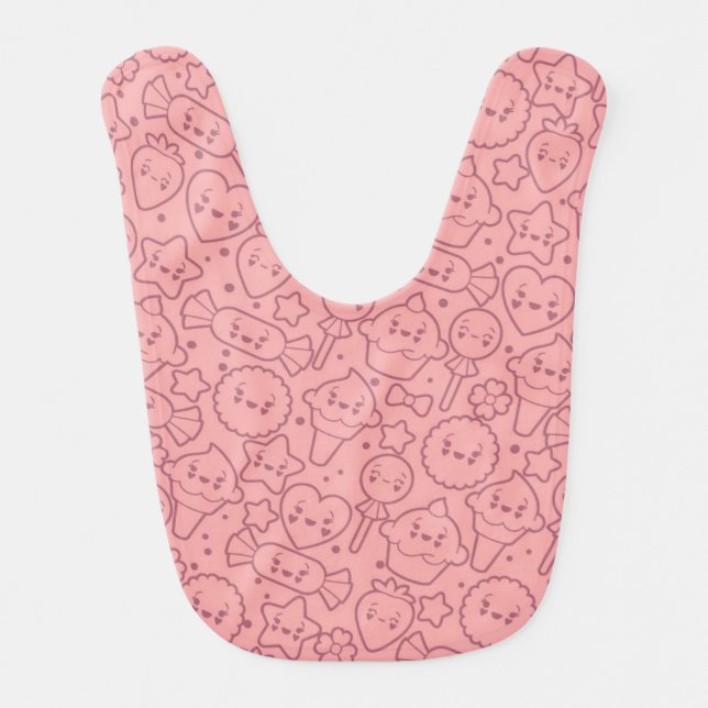 Kawaii pattern with cute cakes bib (Front)