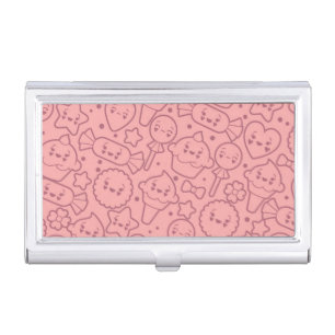 Kawaii pattern with cute cakes case for business cards
