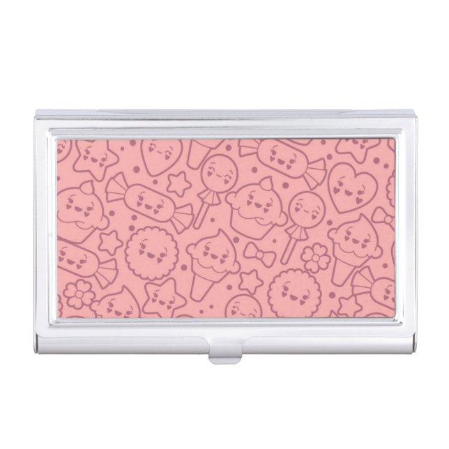 Kawaii pattern with cute cakes case for business cards (Front)