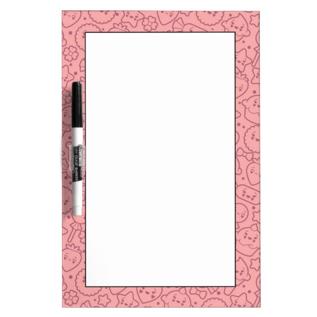 Kawaii pattern with cute cakes dry erase board (Front)