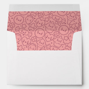Kawaii pattern with cute cakes envelope