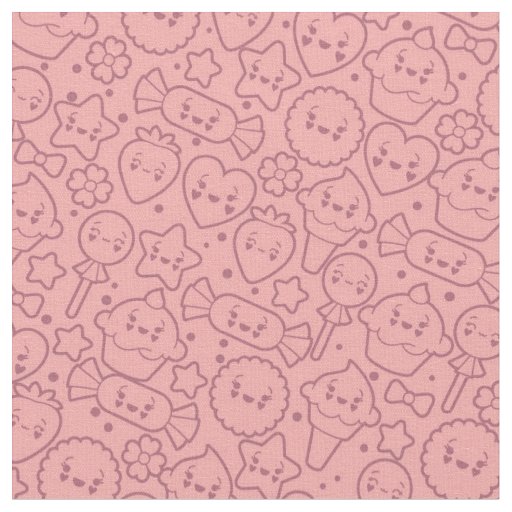 Kawaii pattern with cute cakes fabric