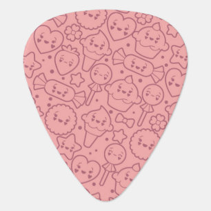 Kawaii pattern with cute cakes guitar pick