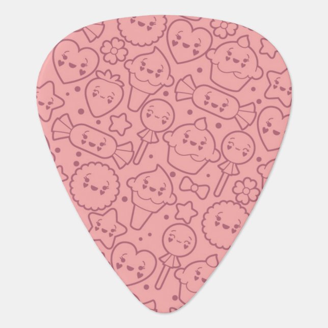 Kawaii pattern with cute cakes guitar pick (Front)