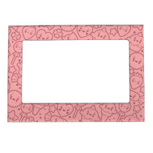 Kawaii pattern with cute cakes magnetic frame