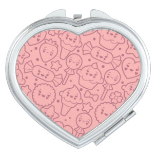 Kawaii pattern with cute cakes makeup mirror
