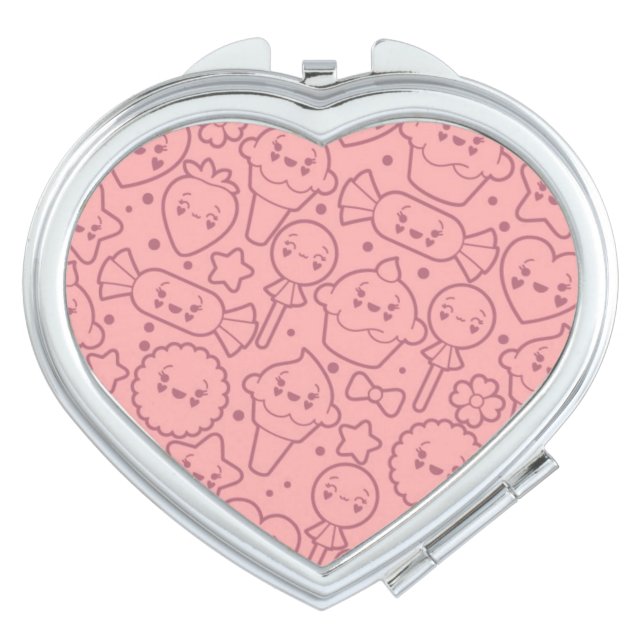 Kawaii pattern with cute cakes makeup mirror (Front)