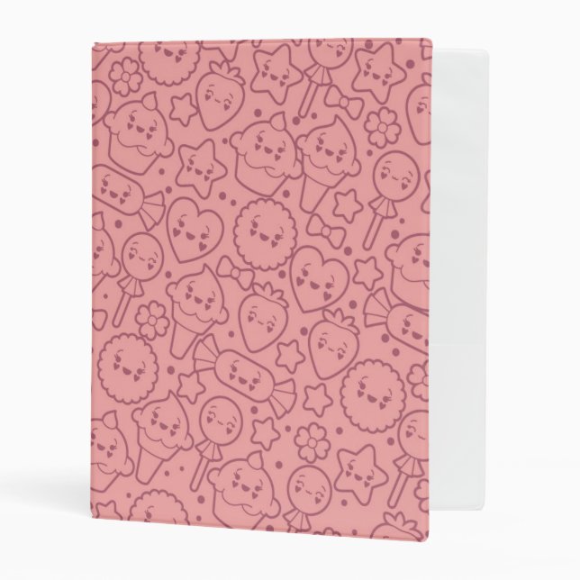 Kawaii pattern with cute cakes mini binder (Front/Inside)