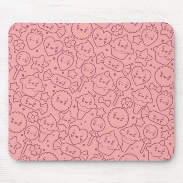 Kawaii pattern with cute cakes mouse pad (Front)