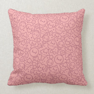 Kawaii pattern with cute cakes throw pillow