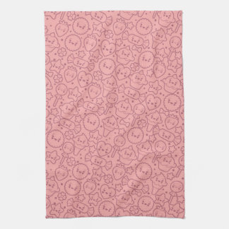 Kawaii pattern with cute cakes towel