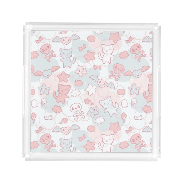 kawaii pattern with doodle acrylic tray (Front)